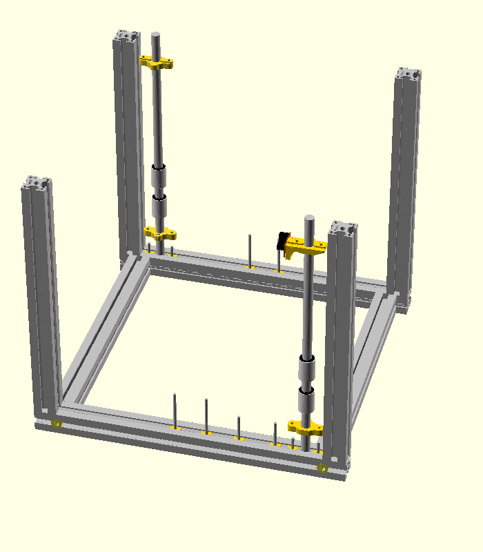 bottom frame with vertical profiles and shafts